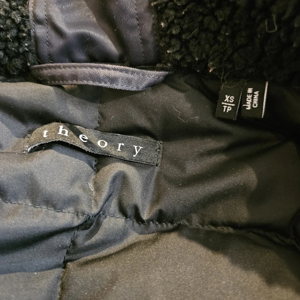 Theory Leonaard toggle coat with genuine coyote fur